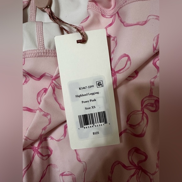 Love Shack Fancy Highland Legging Bow Print Posey Pink Size Extra Small NWT - Picture 7 of 8
